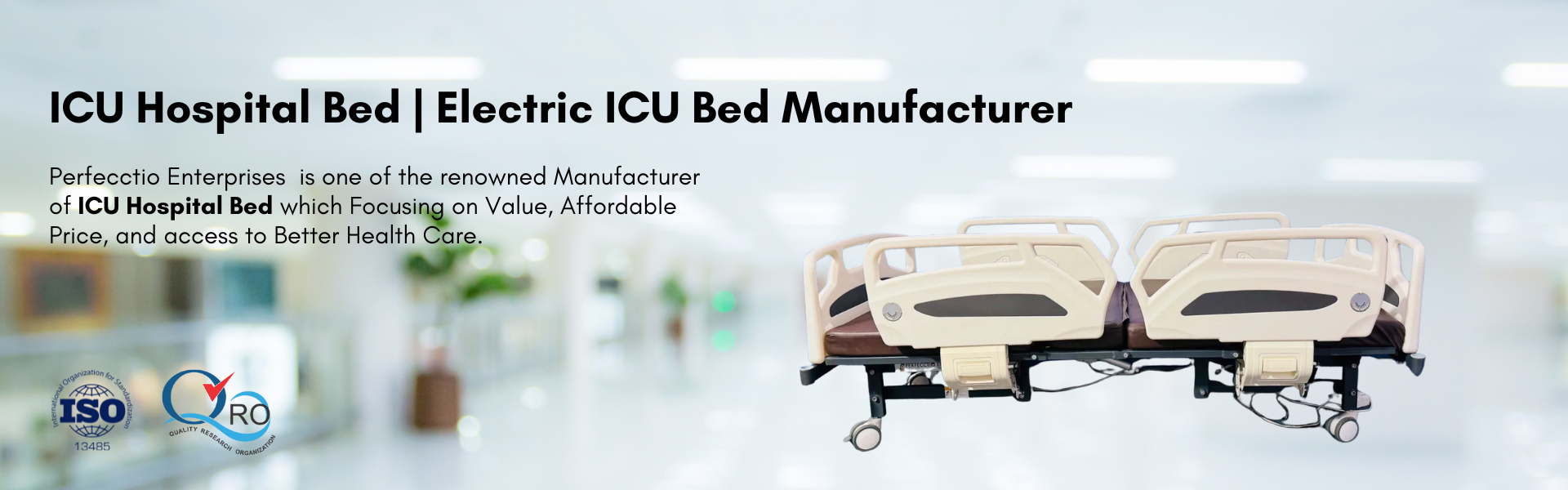 Electric ICU Hospital Bed Manufacturer – Perfecctio ICU hospital bed with electric adjustment – Perfecctio Enterprises