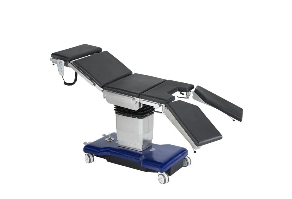 Hydraulic universal operating table with adjustable sections for surgical procedures