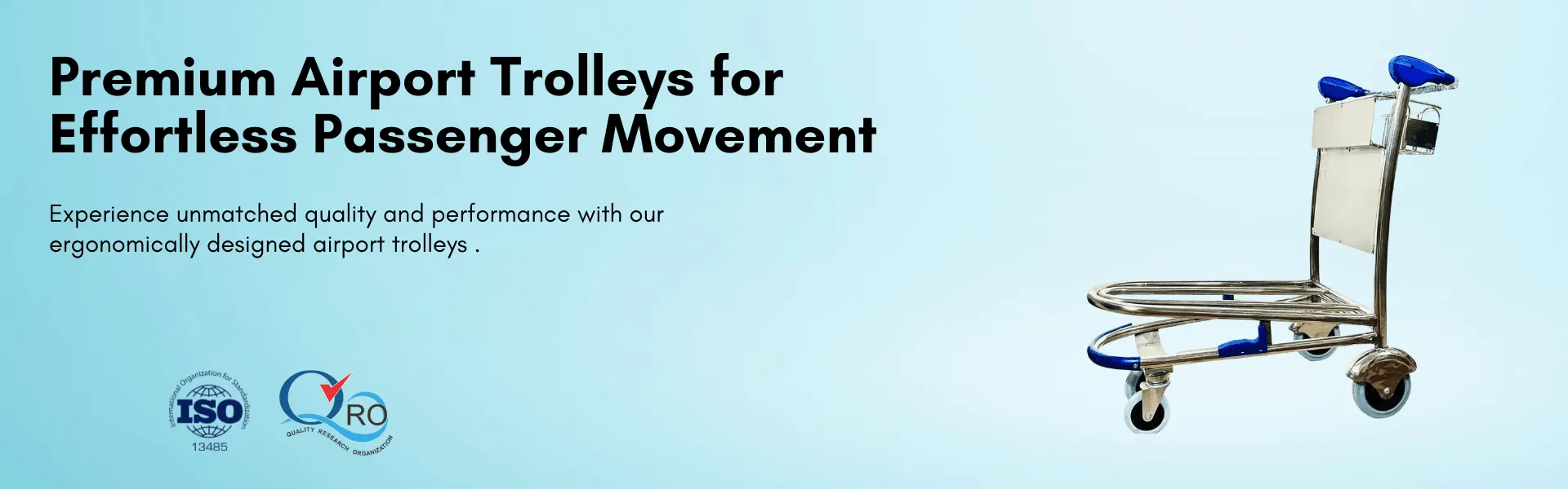 Airport luggage trolley for smooth passenger movement and handling