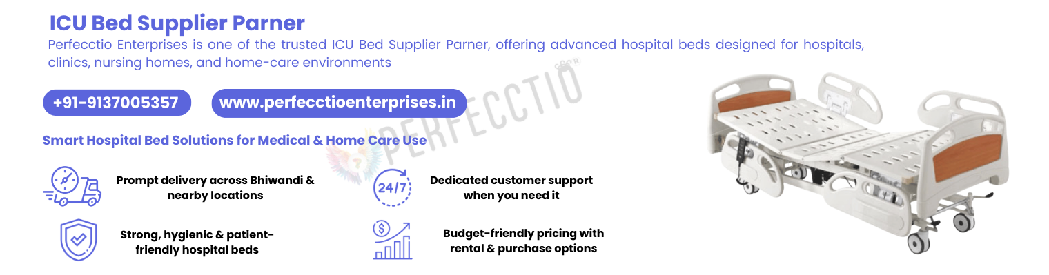 ICU bed with adjustable backrest supplied by ICU Bed Supplier Parner for hospitals and healthcare facilities